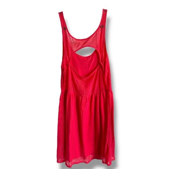 Roxy Womens Sundress Sz L Bright Coral Lace Back Cut Out Take Me Away NEW - Picture 3 of 6